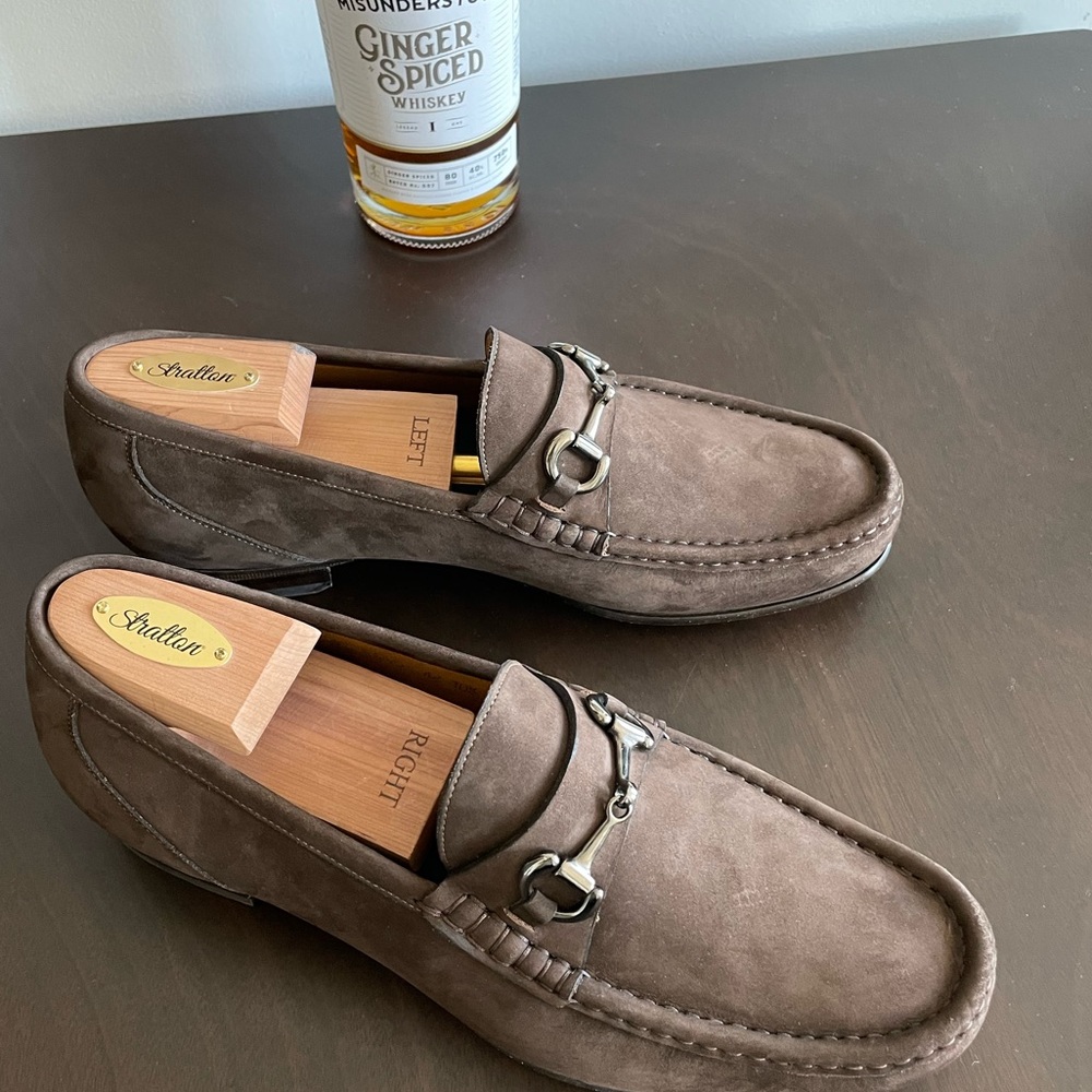 Beckett Simonon Horse Bit Loafer Brown Suede 10.5